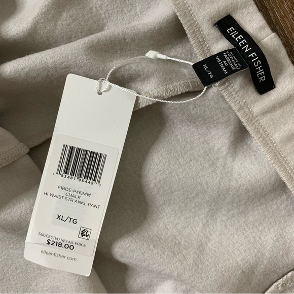 Eileen fisher Womens chalk gray 100% wool high waist straight leg pants XL NWT - Picture 7 of 10
